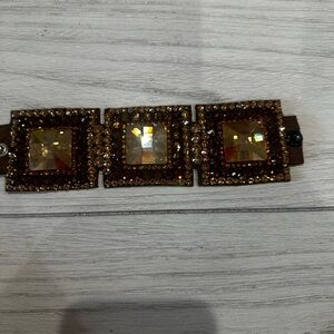 Amber Rhinestone Square Panel Bracelet